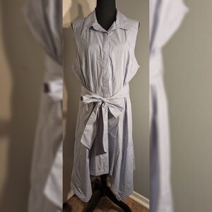 Who What Wear Blue and White Striped Shirt